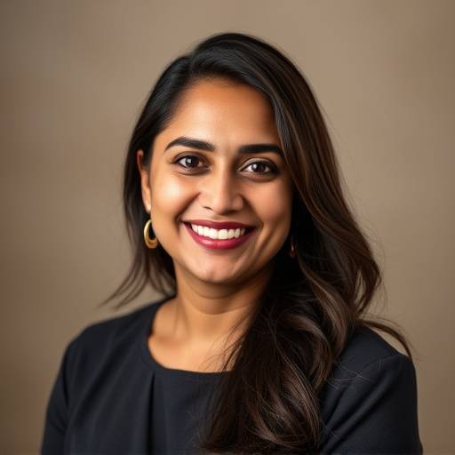 Professional headshot of Anya Sharma, the lead photographer, showcasing her warm and approachable demeanor.