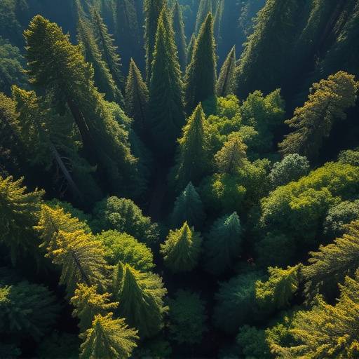 Stunning aerial shot of the Redwood National Park used for a tourism campaign video.