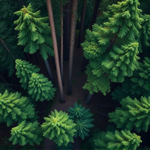 Stunning aerial view of a redwood forest, used in a tourism promotional video.