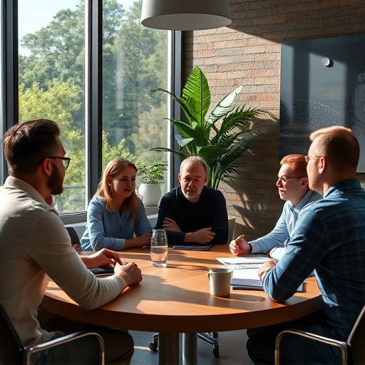 Team brainstorming content ideas around a table, representing content creation services.